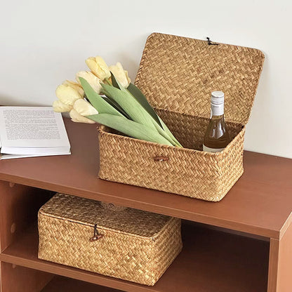 Household rattan woven storage basket